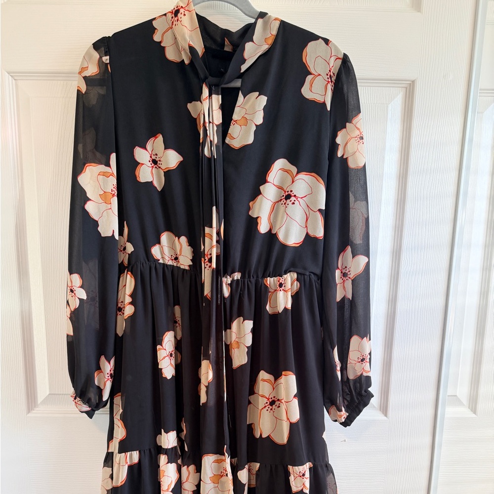 Who What Wear Black Dress with Floral Design